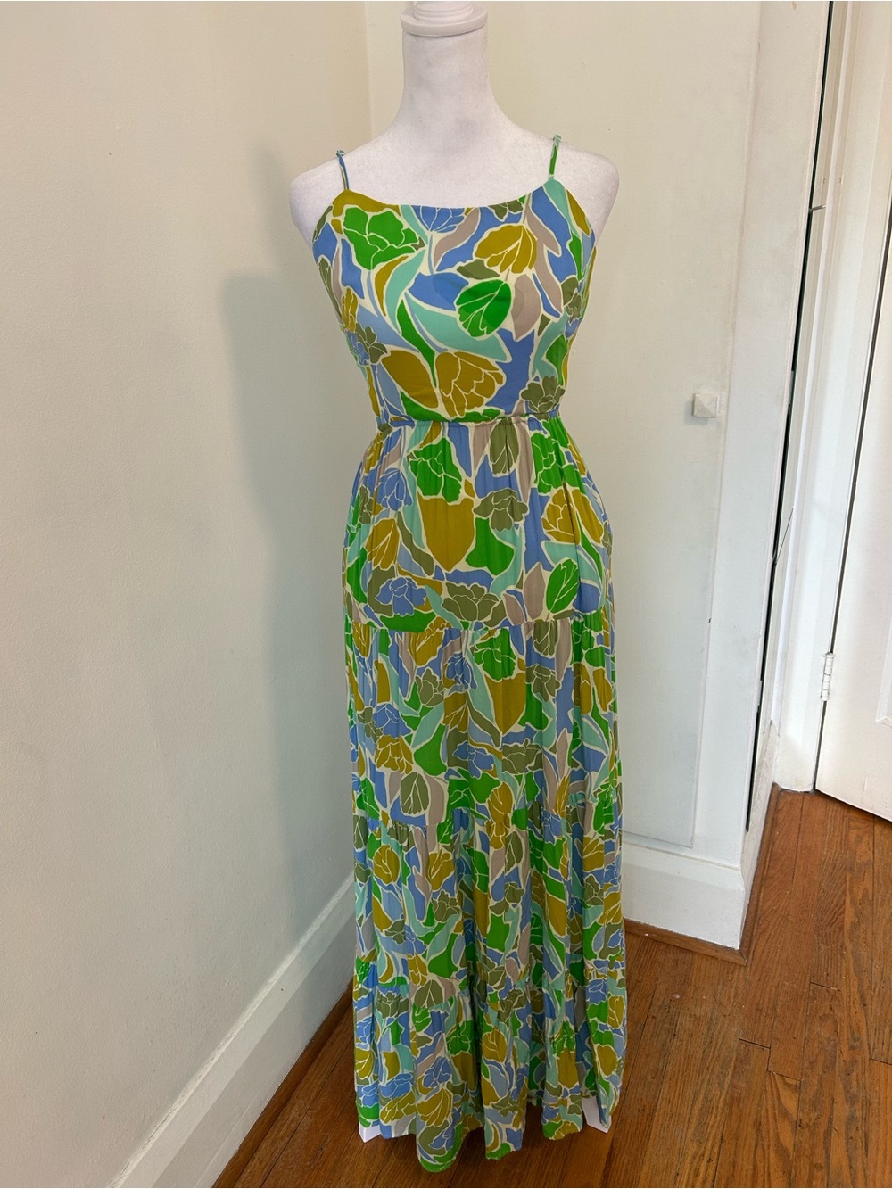 ILIA Green and Blue Floral Maxi Dress